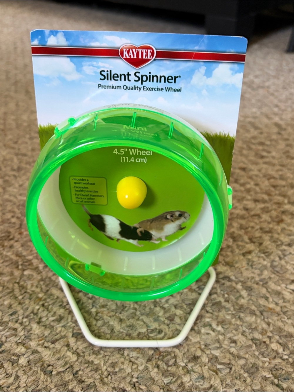 Kaytee Silent Spinner Small Pet Wheel in Bright Green